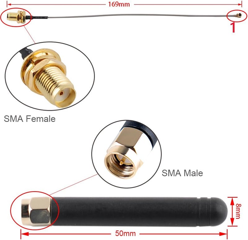 NEXTION LoRa Antenna 915MHz Pigtail 2dBi U.FL to SMA Cable for Heltec 915 MHz ESP32 LoRa CubeCell Board HTCC-AB02S GPS Module (Pack of 4) - Image 3