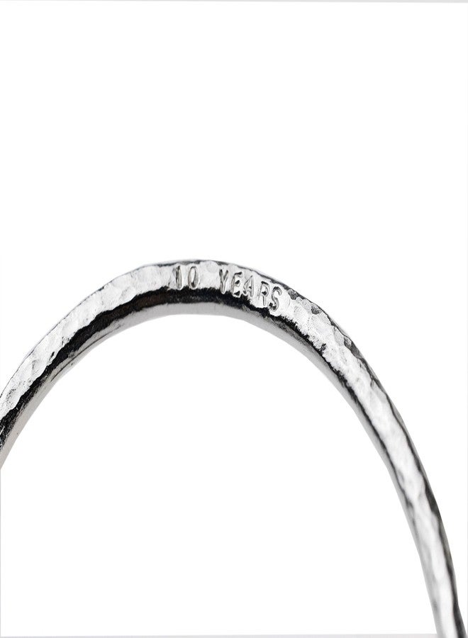 Pirantin 10th Anniversary Bangle for Him & Her - Pure Tin Beaten Bangle Inscribed With 10 Years … (Large) - Image 3