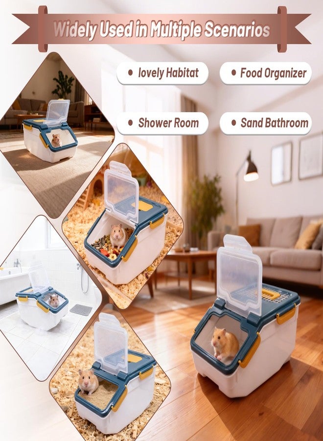 MXCELL Extra Large Chinchilla Sand Bath Container Kit Plastic Dust Bath House Hamster Shower Room for Hedgehog Guinea Pig Squirrel Small Animals(Blue) - Image 3
