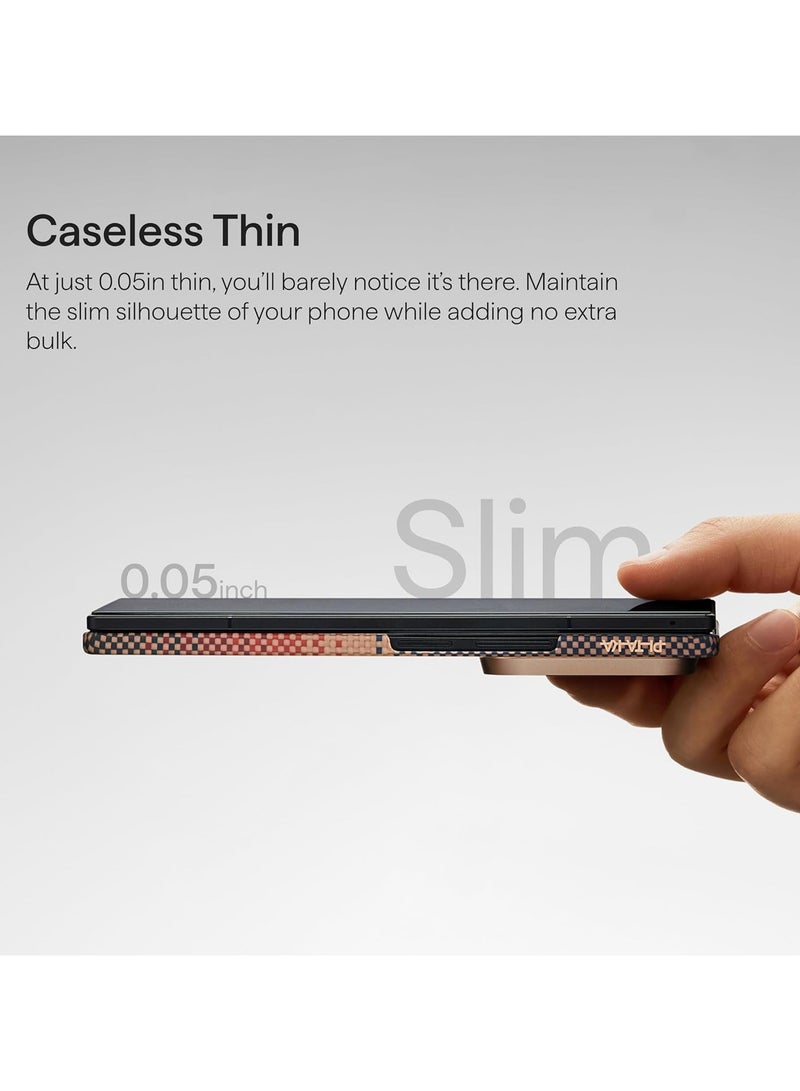 PITAKA حافظة بيتاكا لجهاز Z Fold 7، متوافقة مع MagSafe، حافظة رفيعة وخفيفة لجهاز Galaxy Z Fold 7 مع شعور لمسي بدون حافظة، مصنوعة من ألياف أراميد 1500D، غطاء خلفي فقط، غروب الشمس - Image 3