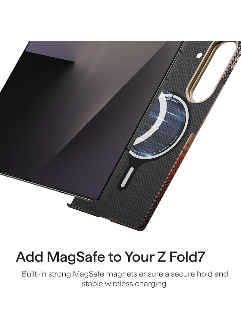 PITAKA حافظة بيتاكا لجهاز Z Fold 7، متوافقة مع MagSafe، حافظة رفيعة وخفيفة لجهاز Galaxy Z Fold 7 مع شعور لمسي بدون حافظة، مصنوعة من ألياف أراميد 1500D، غطاء خلفي فقط، غروب الشمس - Image 4