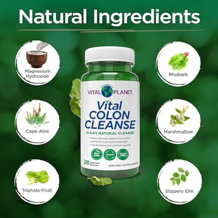 Vital Planet – Vital Colon Cleanse 14-Day Colon Cleanser and Detox with Magnesium Hydroxide, Slippery Elm, and Aloe for Digestive Health Support, Occasional Constipation, and Bloating 28 Capsules - Image 3