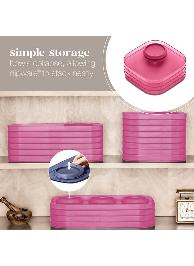 Madesmart Madesmart dipware Dinner Plate with Collapsible and Removable Dip Bowl for Meals and Appetizers; Reusable Serving Plate with Multipurpose Bowl, Translucent Pink  - Image 5
