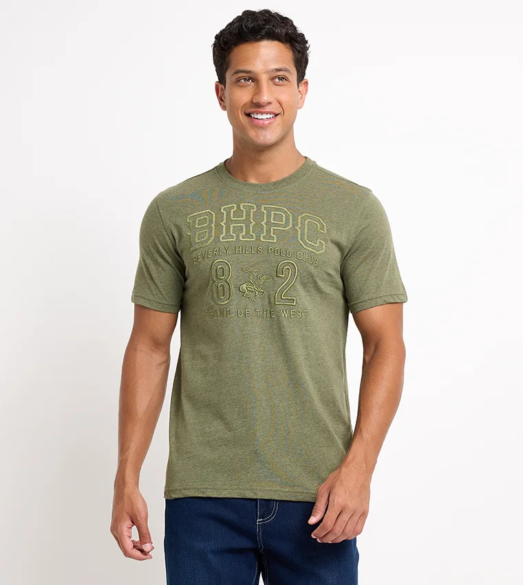 BEVERLY HILLS POLO CLUB Beverly Hills Polo Club Monogram Embroidered Crew Neck Tshirt