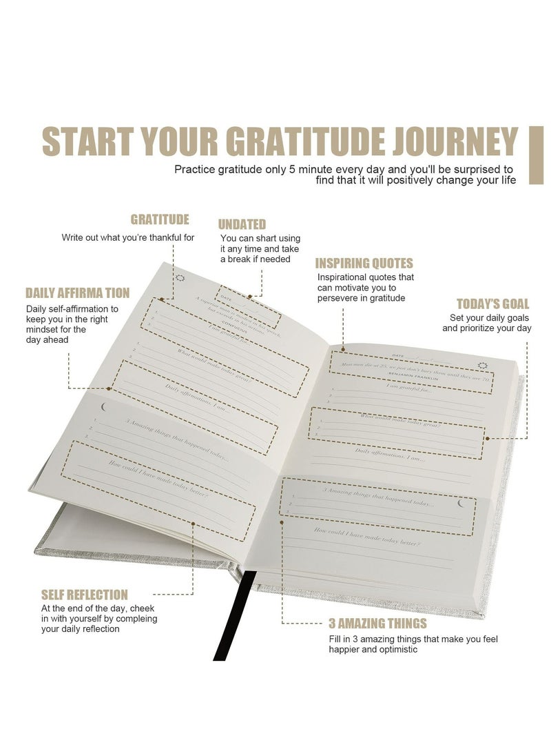 5 Minute Journal&Gratitude Journal for Happiness, Mindfulness, and Reflection - Daily Affirmations with Simple Guided Format - Undated Life Planner