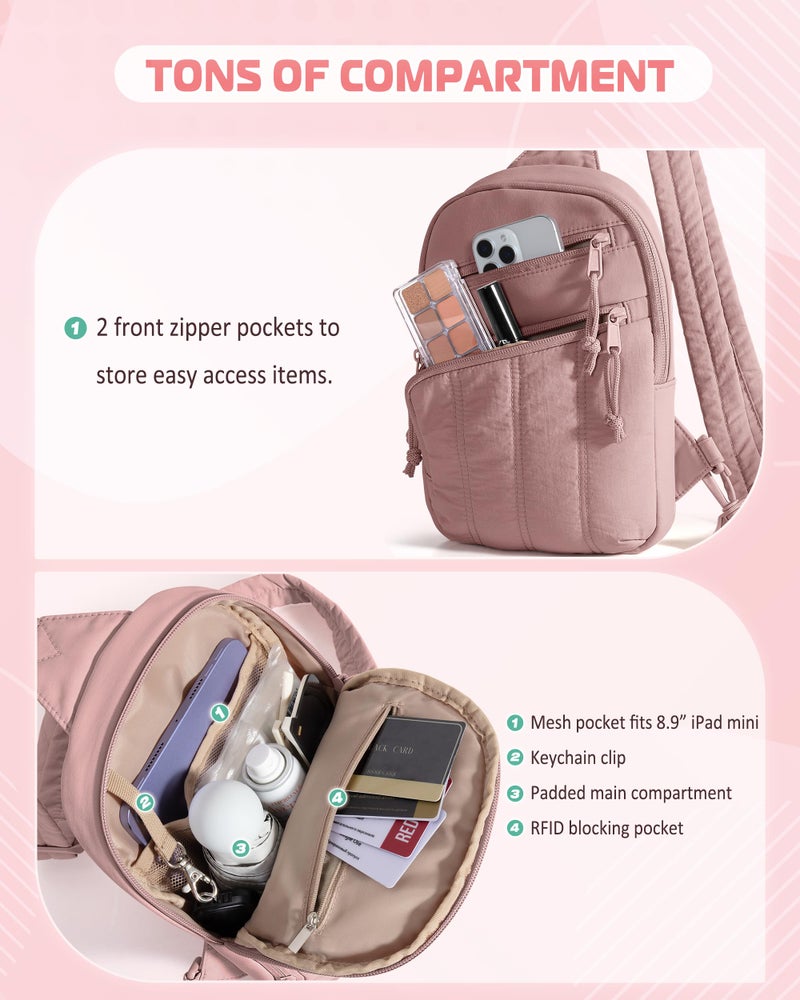 Smasrob Puffer Sling Bag for Women with RFID Blocking Pocket and Hidden Water Bottle Holder, Crossbody Bag for Women (Dark Pink) - Image 3