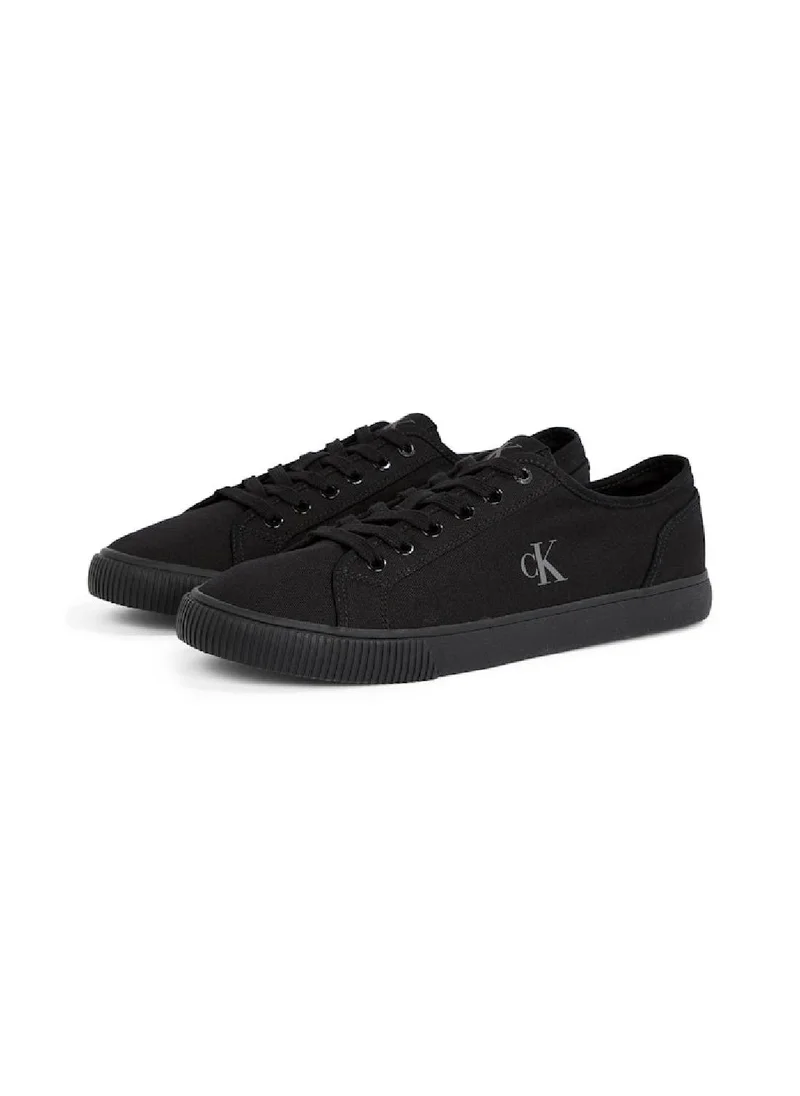 Calvin Klein Jeans Men's Canvas Low Profile Sneakers - Cotton - Cotton, Black