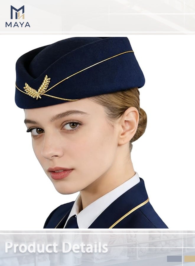 Maya 5 Pcs Airline Stewardess Costume Accessories Set, Flight Attendant Fancy Dress Kit with Stewardess Hat Scarves Brooch Sunglasses Gloves Cosplay Outfit for Adults Girls Cosplay Dress up Party - Image 3