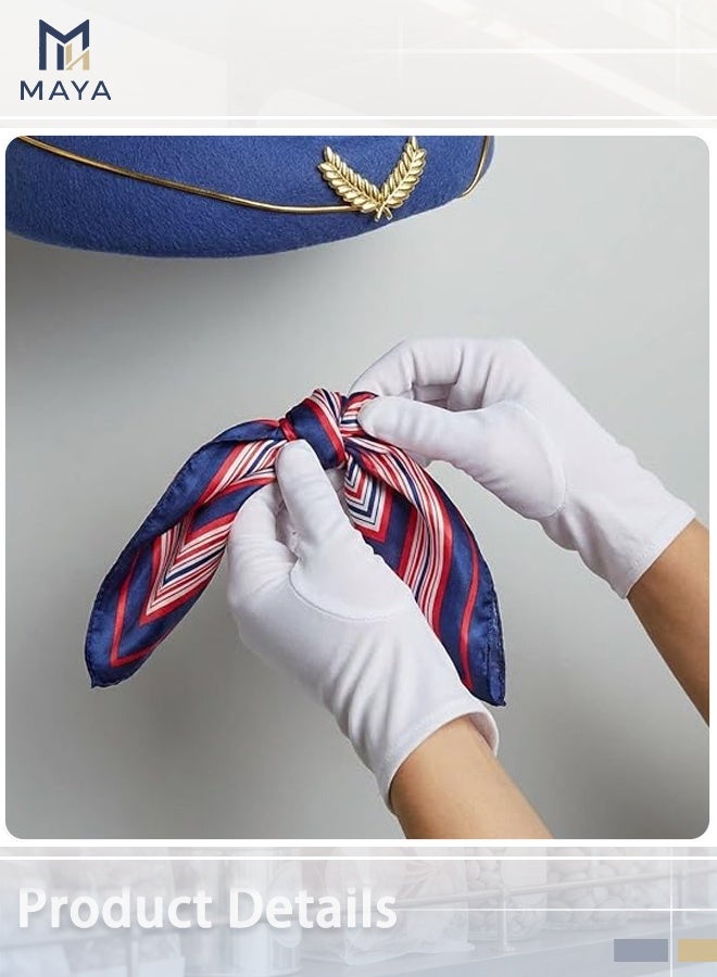 Maya 5 Pcs Airline Stewardess Costume Accessories Set, Flight Attendant Fancy Dress Kit with Stewardess Hat Scarves Brooch Sunglasses Gloves Cosplay Outfit for Adults Girls Cosplay Dress up Party - Image 4