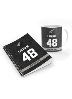 Stylizedd Designer Printed Coffee Mug + A5 Spiral Notebook Memo Notepad Journal Personalised Combo Gift Set  -Player Name - Tom Latham, Jersey Number-48