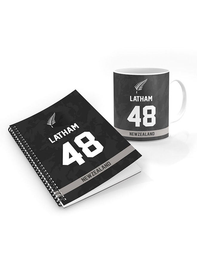 Stylizedd - Stylizedd Designer Printed Coffee Mug + A5 Spiral Notebook Memo Notepad Journal Personalised Combo Gift Set  -Player Name - Tom Latham, Jersey Number-48 - Image 1