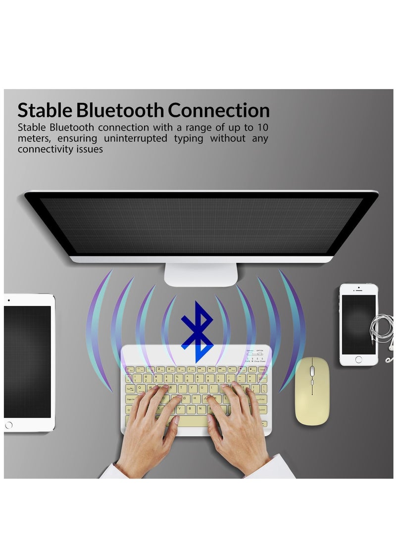 Set of Rechargeable Bluetooth Keyboard and Mouse - Portable Wireless Mouse/Keyboard Set - Android/iOS/Windows - Smart Phone/Tablet/PC - iPhone iPad Pro Air Mini, iPad OS/iOS (BLUE)