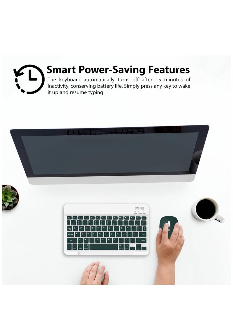 Set of Rechargeable Bluetooth Keyboard and Mouse - Portable Wireless Mouse/Keyboard Set - Android/iOS/Windows - Smart Phone/Tablet/PC - iPhone iPad Pro Air Mini, iPad OS/iOS (BLUE)