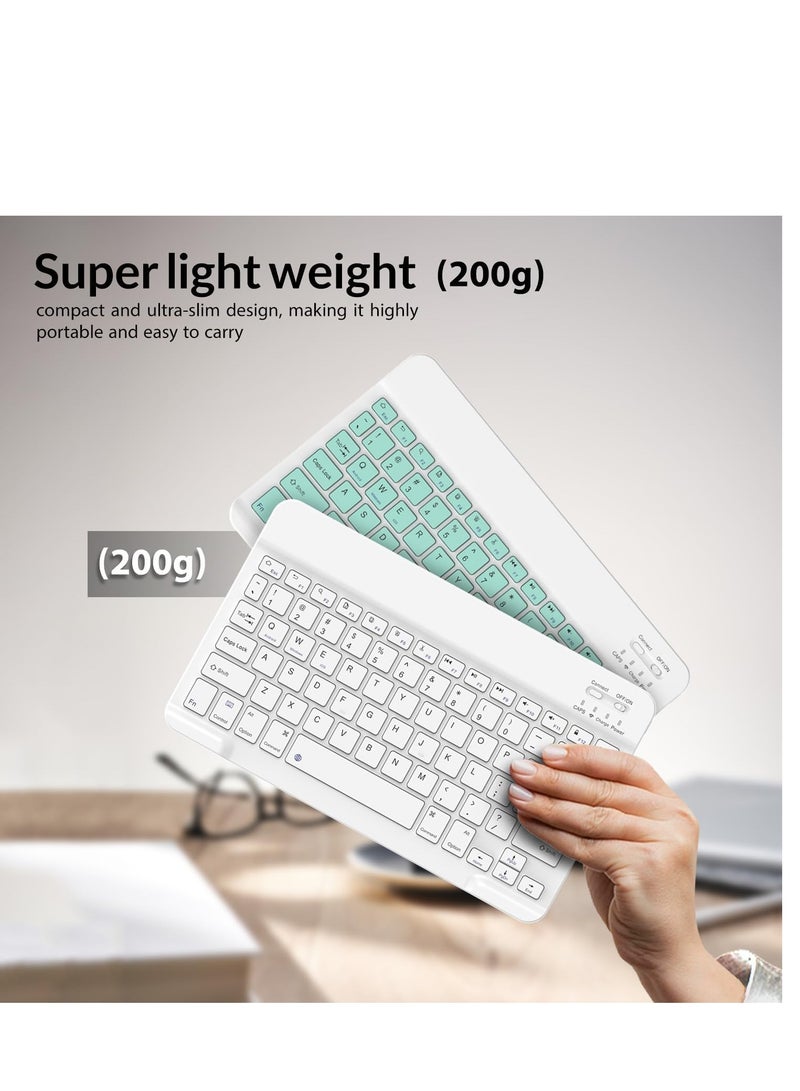 Set of Rechargeable Bluetooth Keyboard and Mouse - Portable Wireless Mouse/Keyboard Set - Android/iOS/Windows - Smart Phone/Tablet/PC - iPhone iPad Pro Air Mini, iPad OS/iOS (BLUE)