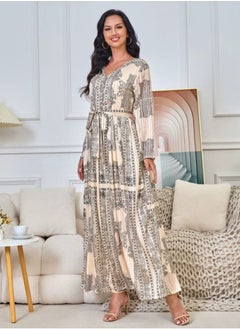 إسكدنيا إمرأة ثوب فضفاض Abaya مسلمة مساء ثوب طباعة ثوب  - Image 2