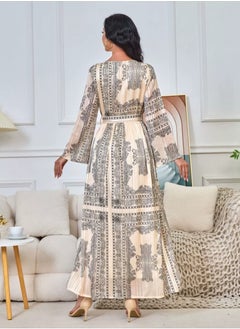 إسكدنيا إمرأة ثوب فضفاض Abaya مسلمة مساء ثوب طباعة ثوب  - Image 3