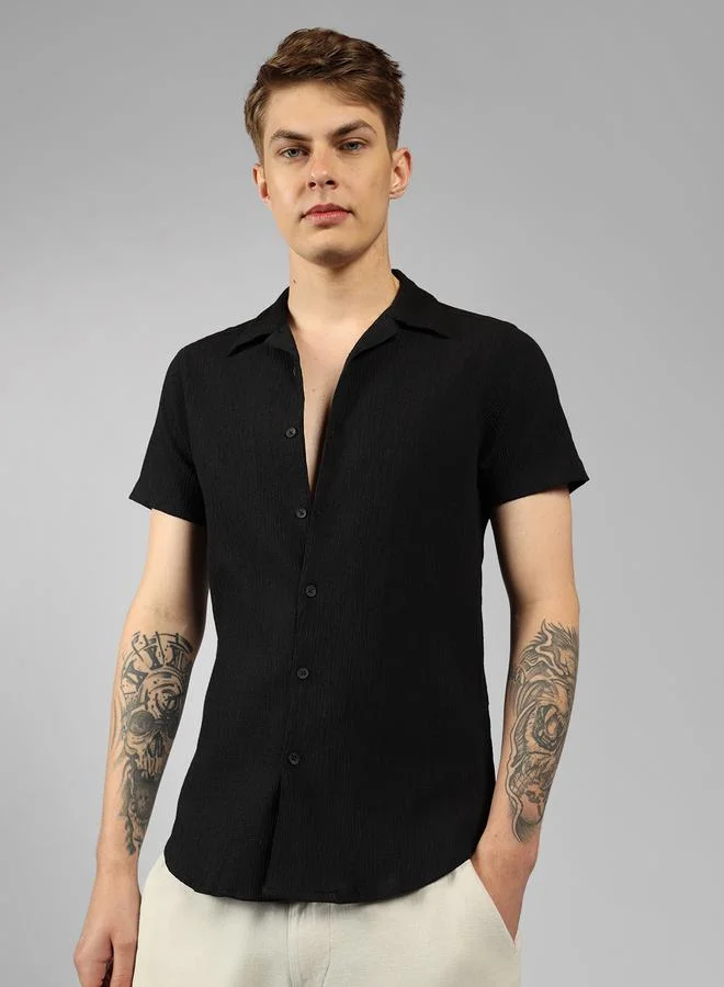 Dennis Lingo Men Slim Fit Cuban Collar Casual Shirt