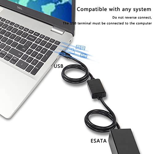 XMSJSIY USB-C Type-C to eSATA Adapter Cable 5Gbps USB C to Power eSATA Converter Cable 5V for HDD/SSD/ODD Laptop PC - 3 ft/1M - Image 5
