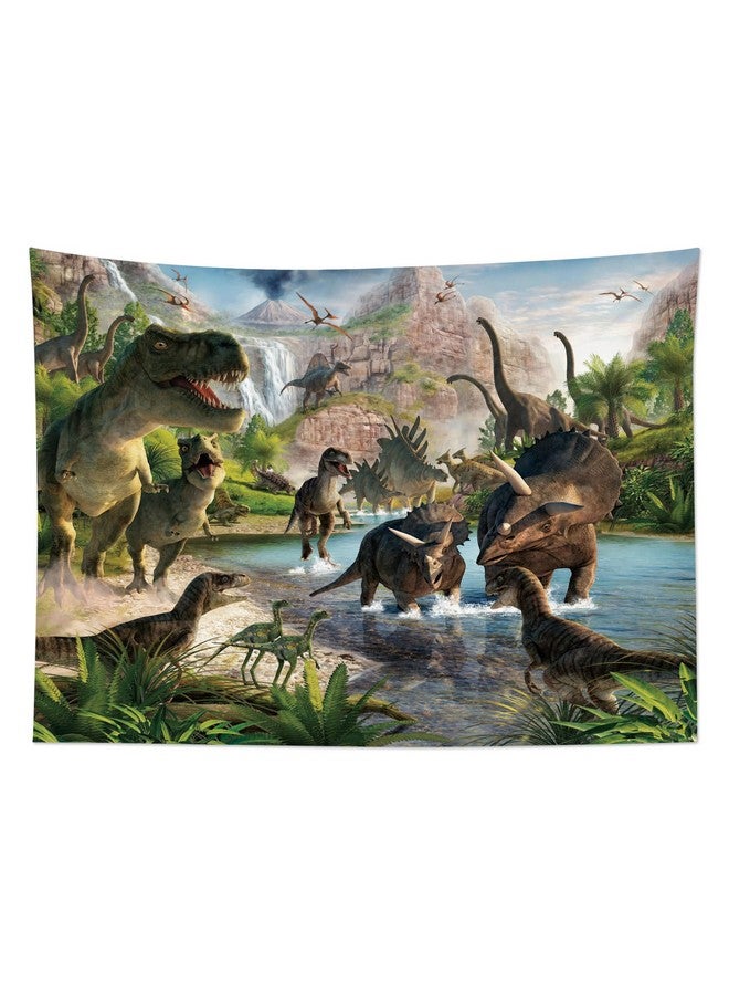 HVEST Dinosaur Tapestry Wild Ancient Predator Animal Backdrop Tapestry Wall Hanging Green Trees And Mountain Nature Wall Decor For Bedroom Living Room Dorm Party Supplies80Wx60H Inches - Image 4