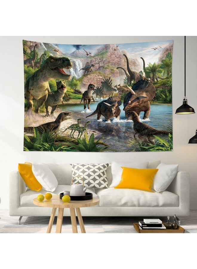 HVEST Dinosaur Tapestry Wild Ancient Predator Animal Backdrop Tapestry Wall Hanging Green Trees And Mountain Nature Wall Decor For Bedroom Living Room Dorm Party Supplies80Wx60H Inches - Image 5