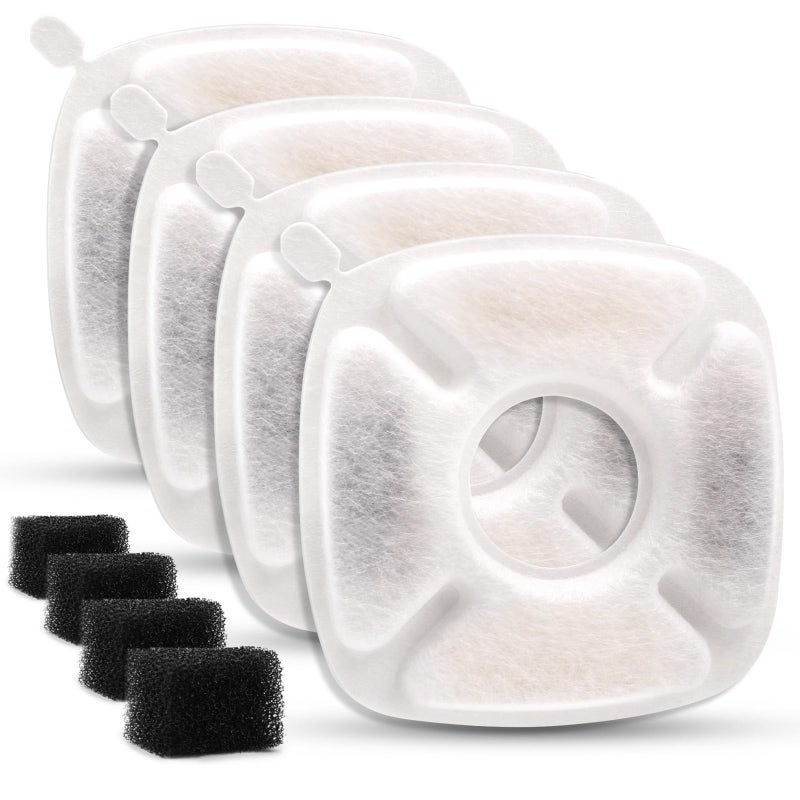 Pet Fountain Filters Compatible with 95Oz28L Dog Water Fountain4 Carbon Filters4 Sponge Filters
