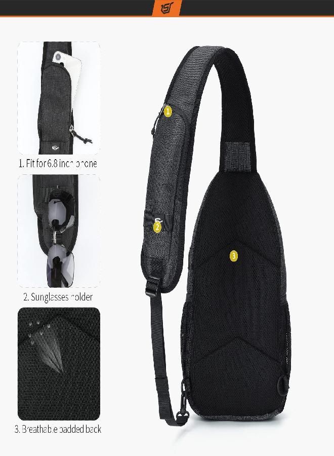 SKYSPER Sling Bag Crossbody Backpack - Chest Shoulder Cross Body Bag Travel Hiking Casual Daypack For Women Men(Black)  - Image 3