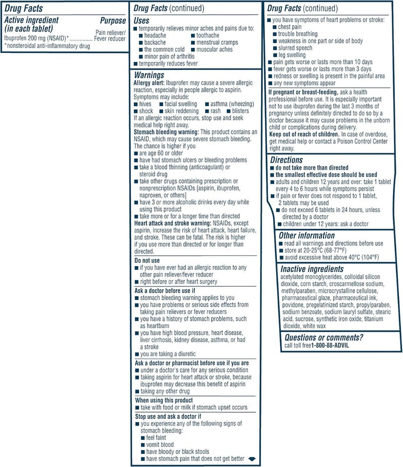 Advil أدفيل مسكن للألم وخافض للحرارة دواء مسكن للألم مع إيبوبروفين 200 ملغ لصداع وآلام الظهر وآلام الحيض وتخفيف آلام المفاصل 10 أقراص مغلفة عبوة من 4 - Image 5
