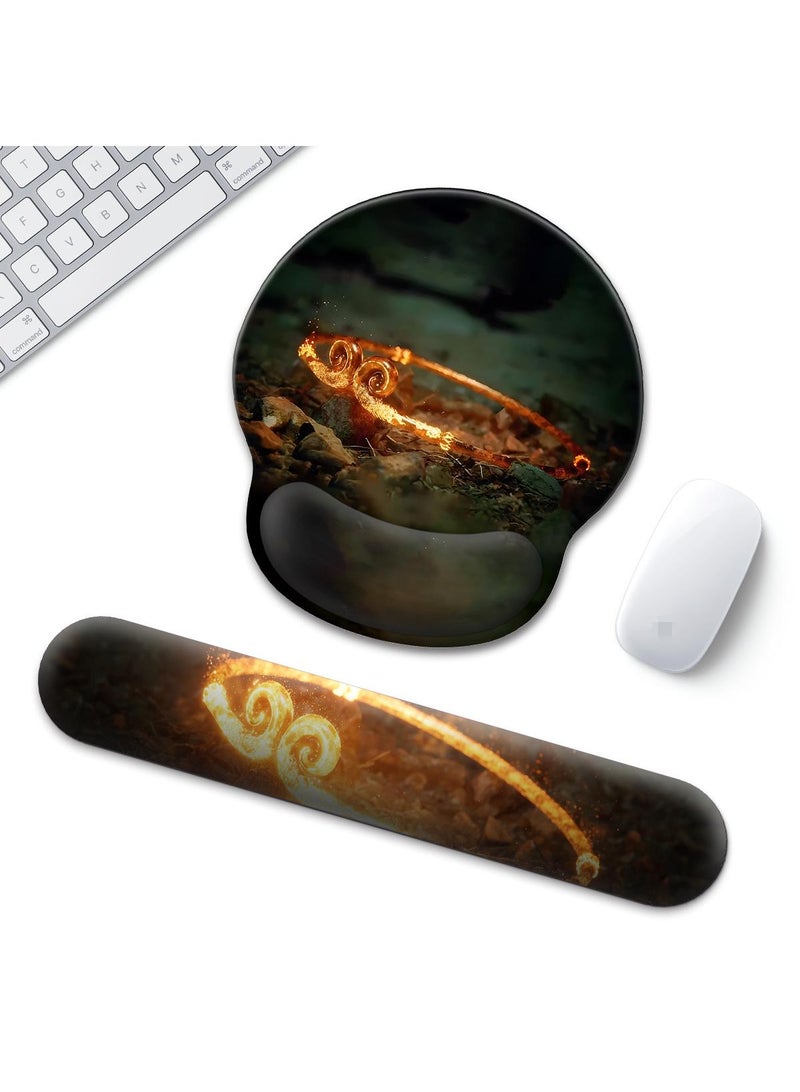 Y&D Black Myth Wukong Enlarged Superfine Fiber Soft Smooth Memory Foam Ergonomic Mouse Pad Keyboard Wrist Rest Comfortable for Desktop Laptop Mac or Gaming Stress Free Typing - Image 1