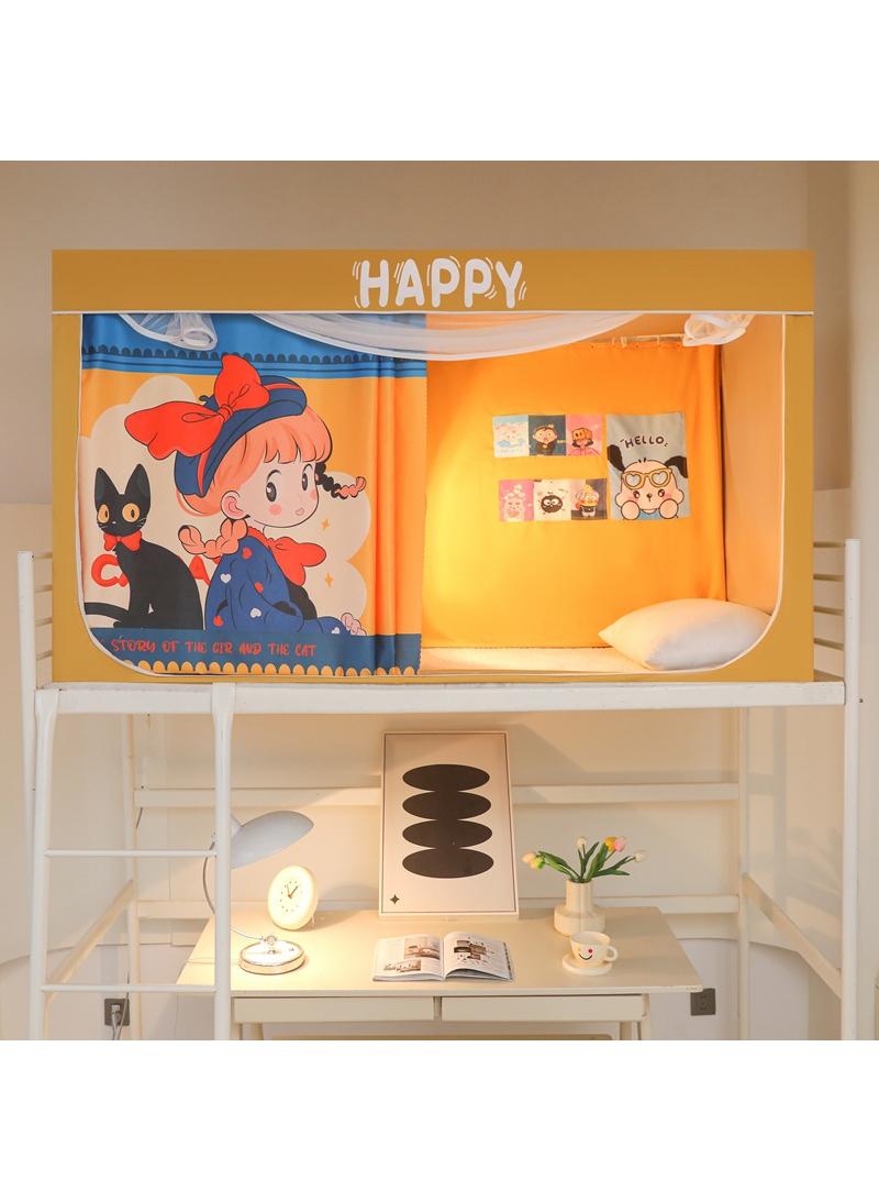 general Cartoon Student Mosquito Nets With Bracket Dormitories Fully Shaded Bed Curtains Zippered Mosquito Nets Student Sleep Privacy Protection Start Of School Season Gifts Birthday Gifts - Image 1