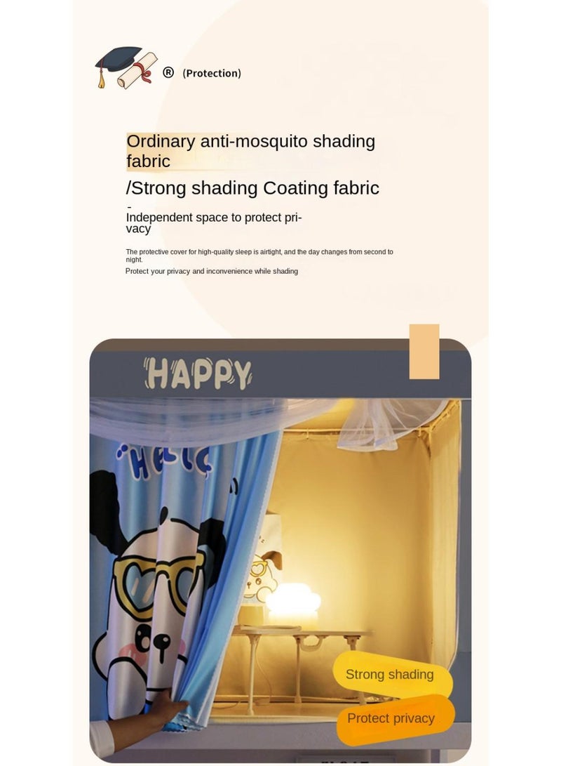 general Cartoon Student Mosquito Nets With Bracket Dormitories Fully Shaded Bed Curtains Zippered Mosquito Nets Student Sleep Privacy Protection Start Of School Season Gifts Birthday Gifts - Image 2