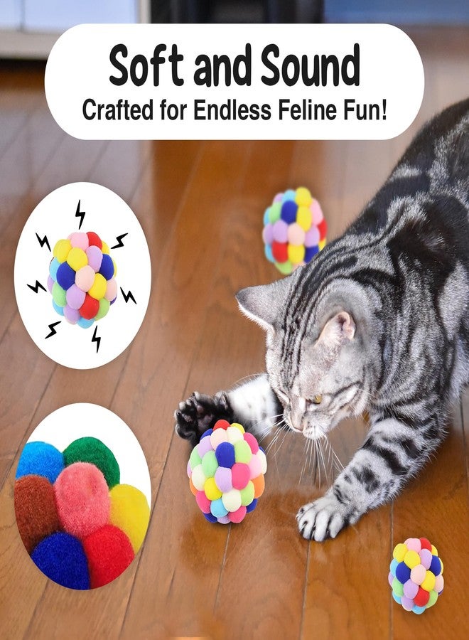 Vila Fuzzy Balls with Bells for Cats, Chewing and Enrichment Tool, Multi-Color Soft Plush, Small (2”), Medium (2.5”), Large (3”), 3 Pieces Per Pack - Image 4
