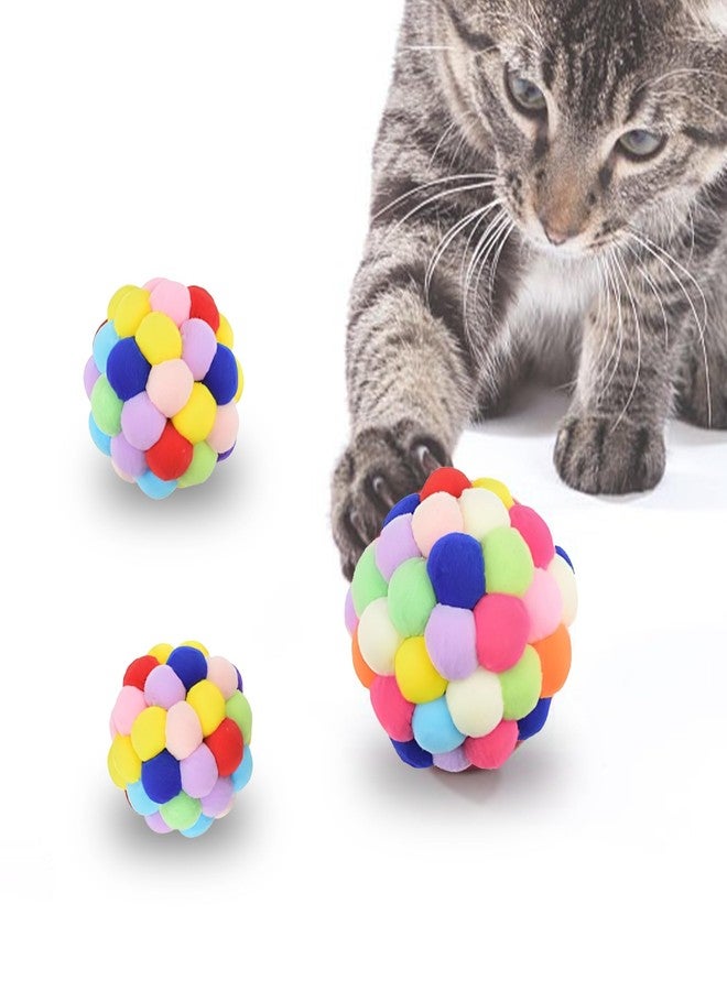 Vila Fuzzy Balls with Bells for Cats, Chewing and Enrichment Tool, Multi-Color Soft Plush, Small (2”), Medium (2.5”), Large (3”), 3 Pieces Per Pack - Image 1