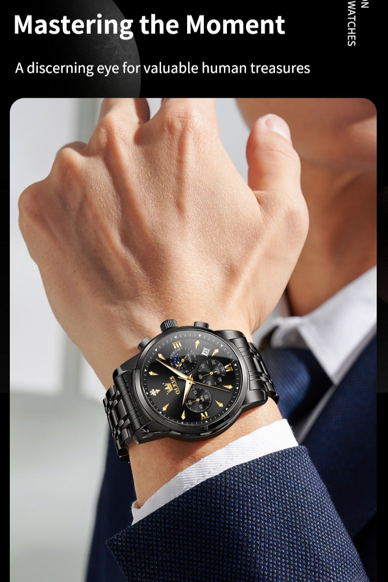 أوليفز ساعات OLEVS للرجال، ساعة أنيقة من الفولاذ المقاوم للصدأ، كوارتز، كرونوغراف، مقاومة للماء، مضيئة، 3639 - Image 4