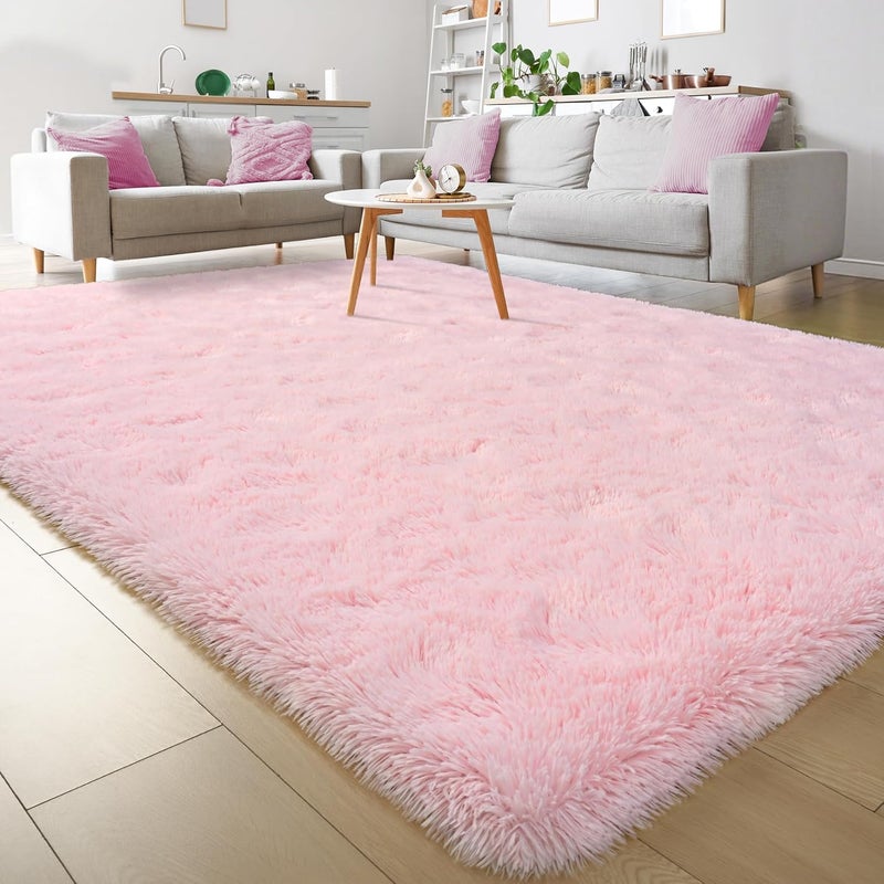 Keeko Premium Fluffy Pink Area Rug Cute Shag Fuzzy Rug, 4x5.3 Ultra Soft Shaggy Rug Furry Carpet for Bedroom Indoor Modern Washable Rugs for Bedroom Living Room Girls Kids Pink Home Room Decor - Image 1
