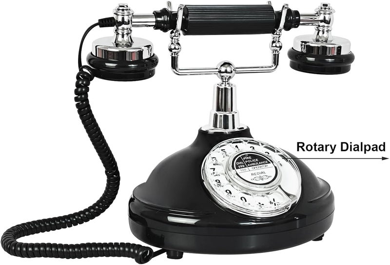 TelPal Retro Phone, Corded Landline Phone with Last Number Redial, Black Vintage Telephone for Home/Office/Hotel, Old Fashion House Telephone Set, Wired Antique Home Phone Gift for Seniors - Image 4