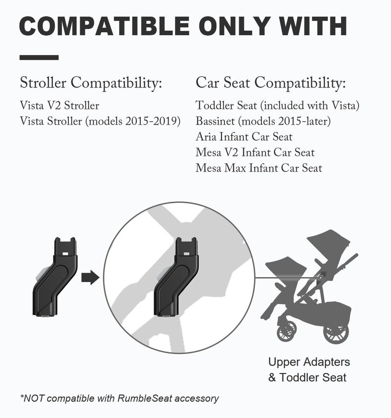 ODNEX Upper Adapter Accessories Compatible with UPPAbaby Vista, Vista V2, Vista V3 Strollers/Bassinet, Toddler Sea, Infant Car Seats(Aria, Mesa V2, Mesa Max) - Image 2
