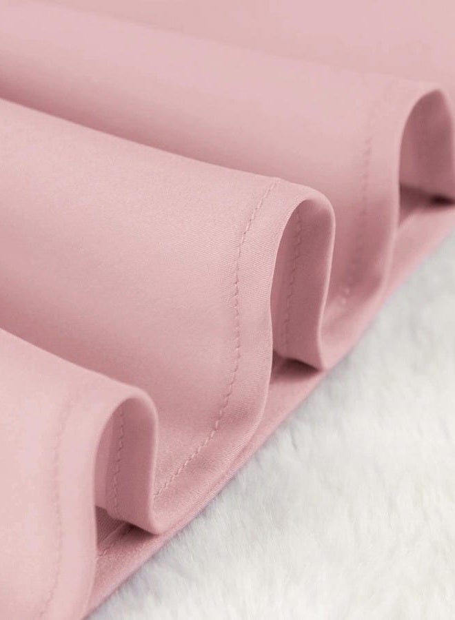 Outoshe Women's Satin High Waisted Maxi Skirts Hidden Elasticized Waistband A Line Long Skirt, Light Pink, L - Image 5