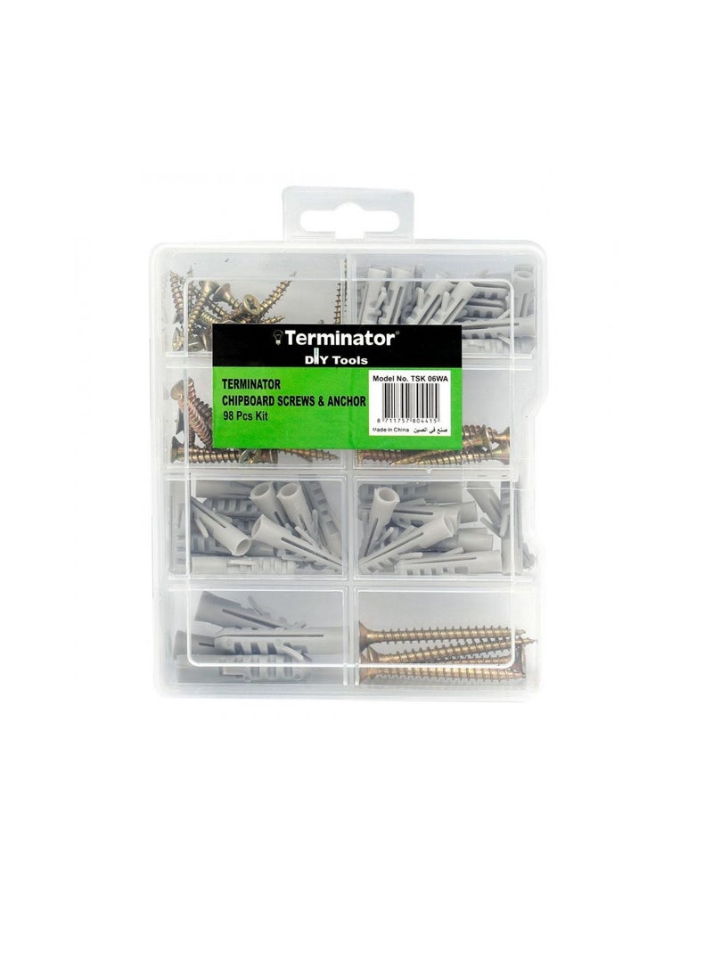 Terminator Chipboard Screw & Anchor Kit 98pcs  - Image 2