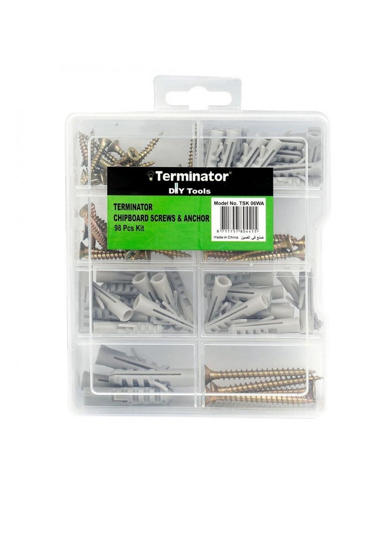 Terminator Chipboard Screw & Anchor Kit 98pcs  - Image 1