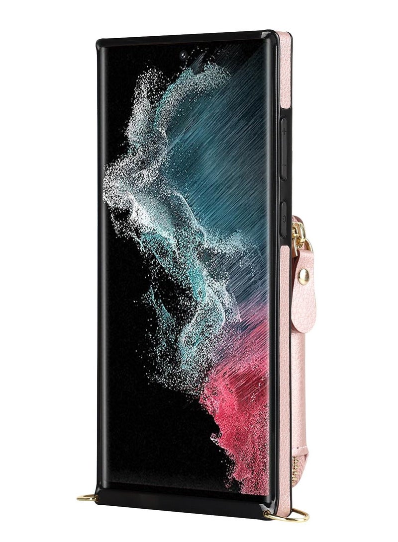 Suteni Crossbody Strap Back Cover Card Slots Leather Phone Case for Samsung - Image 2