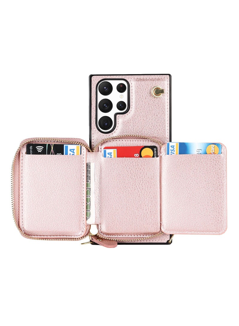 Suteni Crossbody Strap Back Cover Card Slots Leather Phone Case for Samsung - Image 3