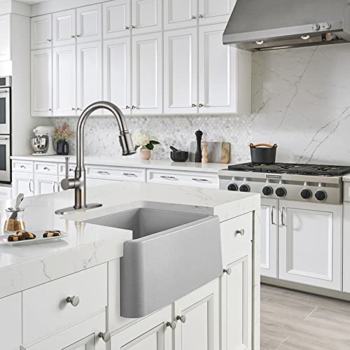 Lava Odoro Curtura Brushed Nickel Kitchen Faucet with Pull Down Sprayer, Brass Kitchen Sink Faucet Single Handle Pull-Down Kitchen Faucet for Sink 1 Hole and 3 Hole, Deck Plate Included, KF421-BN - Image 5