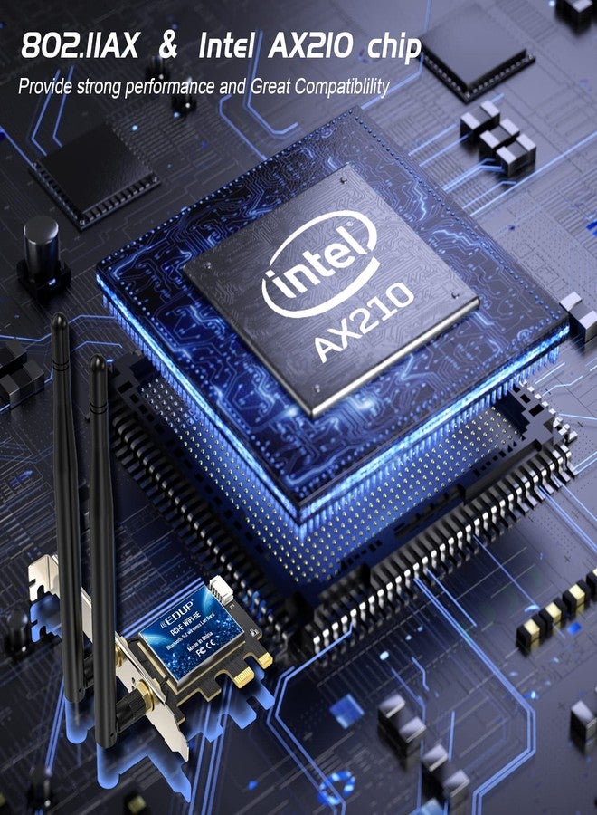 EDUP PCIe WiFi 6E Card Bluetooth 5.2 AX 5400 Mbps AX210 Tri-Band 6Ghz/5.8GHz/2.4GHz PCI-E Wireless WiFi Network Adapter Card for Desktop PC Windows10/11 64-bit - Image 4