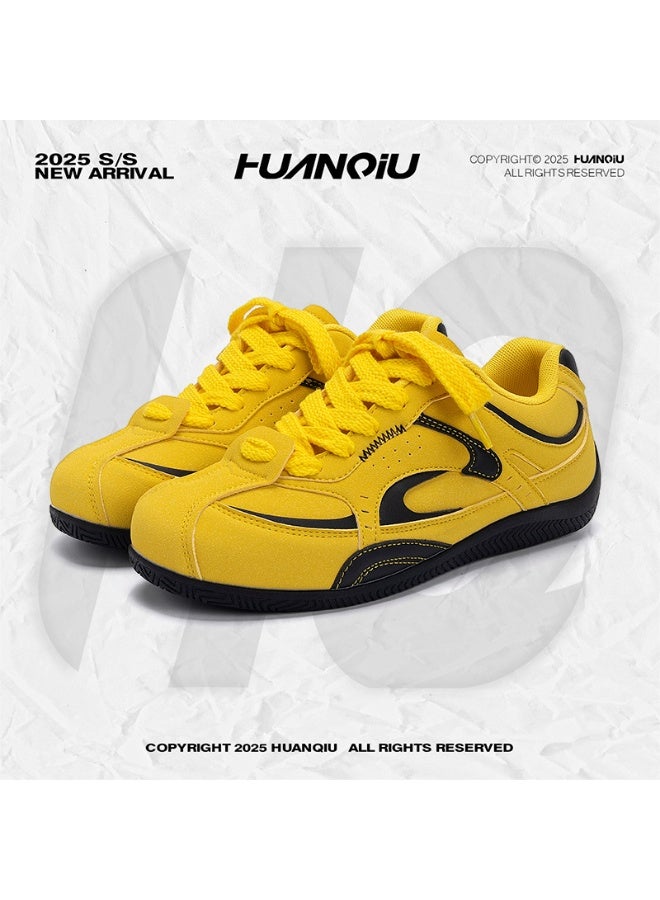 HUANQIU 2025 HUANQIU S/S New Arrival Trendy Yellow & Black Casual Sneakers - Comfortable Daily Wear Shoes for Men & Women 43SIZE - Image 2