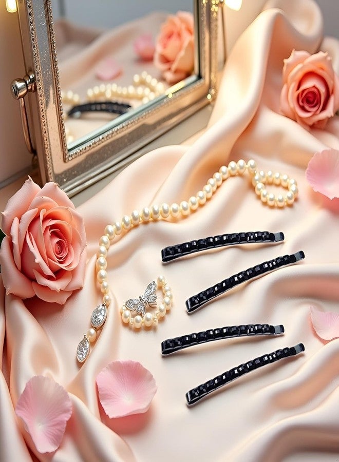 SelHeng 6Pcs Black Rhinestone Barrettes, Shiny Hair Pin, Crystal Diamond Bobby Pin, Hairpin, Sparkly Hair Decoration for Women Clip Bangs Metal Hair Clip Hair Pins Hair Accessories - Image 4