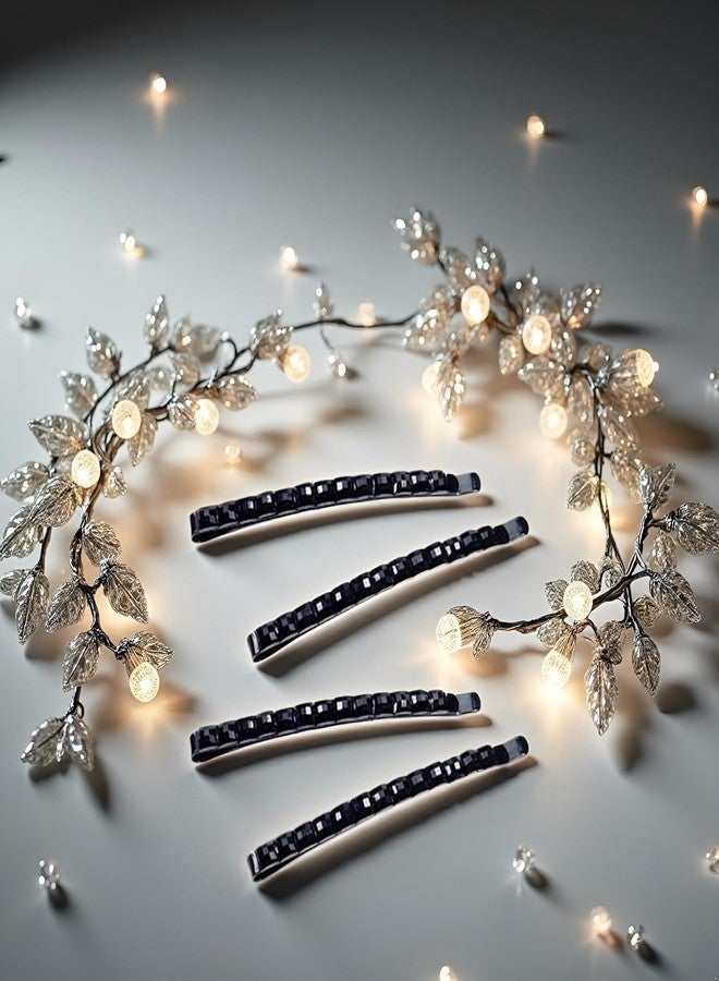 SelHeng 6Pcs Black Rhinestone Barrettes, Shiny Hair Pin, Crystal Diamond Bobby Pin, Hairpin, Sparkly Hair Decoration for Women Clip Bangs Metal Hair Clip Hair Pins Hair Accessories - Image 3
