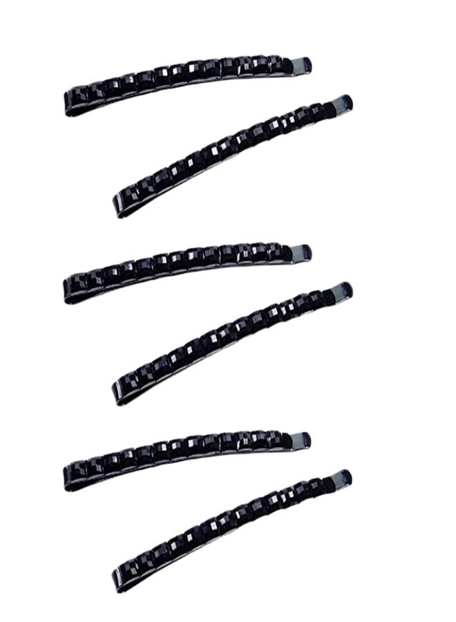 SelHeng 6Pcs Black Rhinestone Barrettes, Shiny Hair Pin, Crystal Diamond Bobby Pin, Hairpin, Sparkly Hair Decoration for Women Clip Bangs Metal Hair Clip Hair Pins Hair Accessories - Image 1