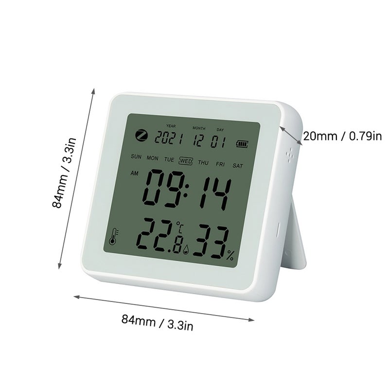 ZigBee Temperature Humidity Sensor with Date Week Clock Display LCD Backlight Digital Indoor Temperature Humidity Monitor APP Control Voice Control Smart Temperature Meter Mini Hygrometer - Image 2