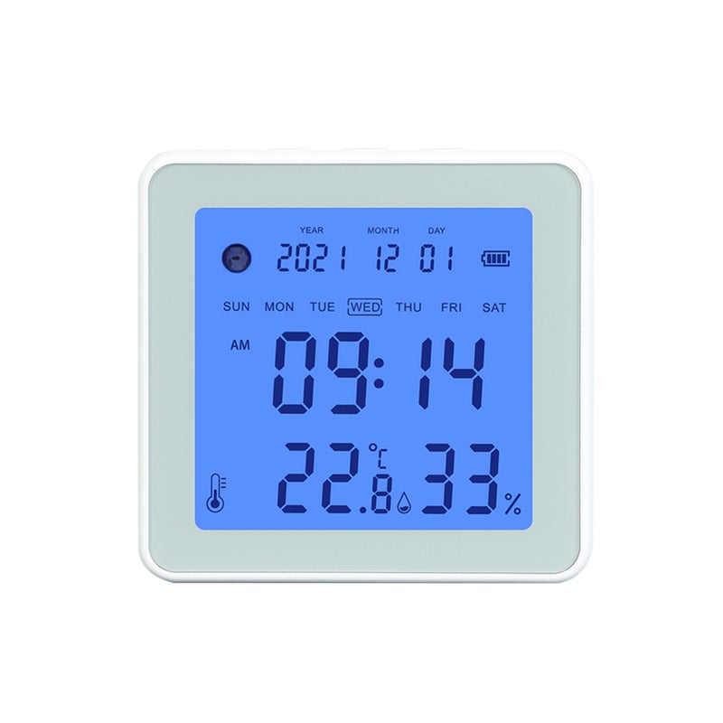 ZigBee Temperature Humidity Sensor with Date Week Clock Display LCD Backlight Digital Indoor Temperature Humidity Monitor APP Control Voice Control Smart Temperature Meter Mini Hygrometer - Image 1