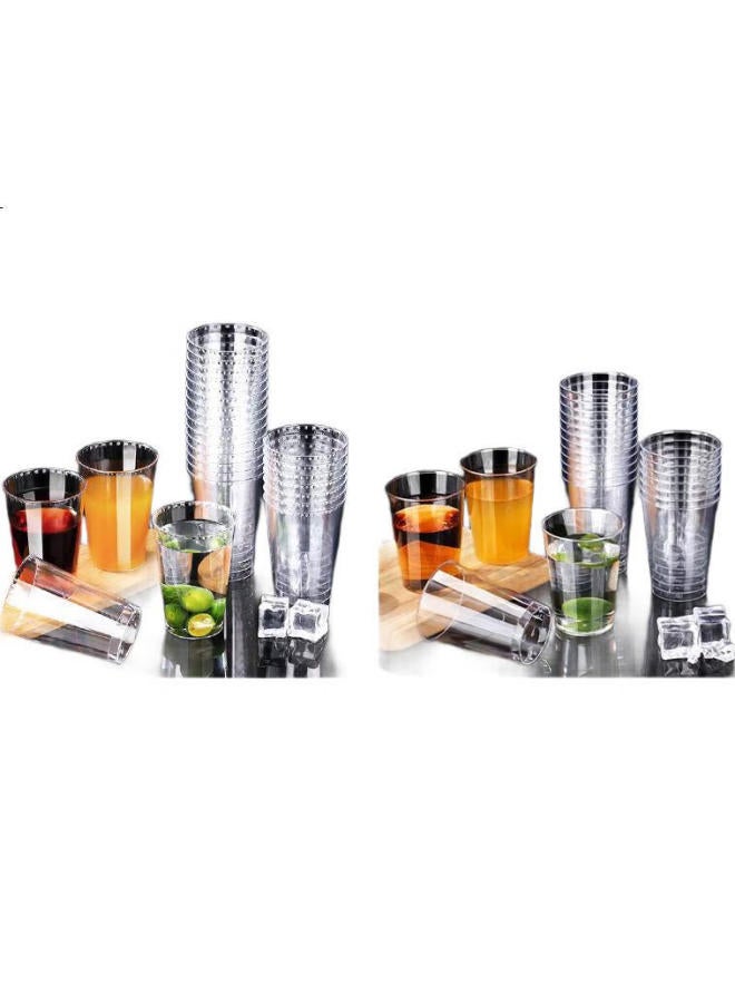 Baijie Disposable Cups, Aviation Cups, Hard Plastic Cups, Straight Cylindrical Cups For Drinks, Beer And Liquor, 300Ml, 50 Pieces - Image 1